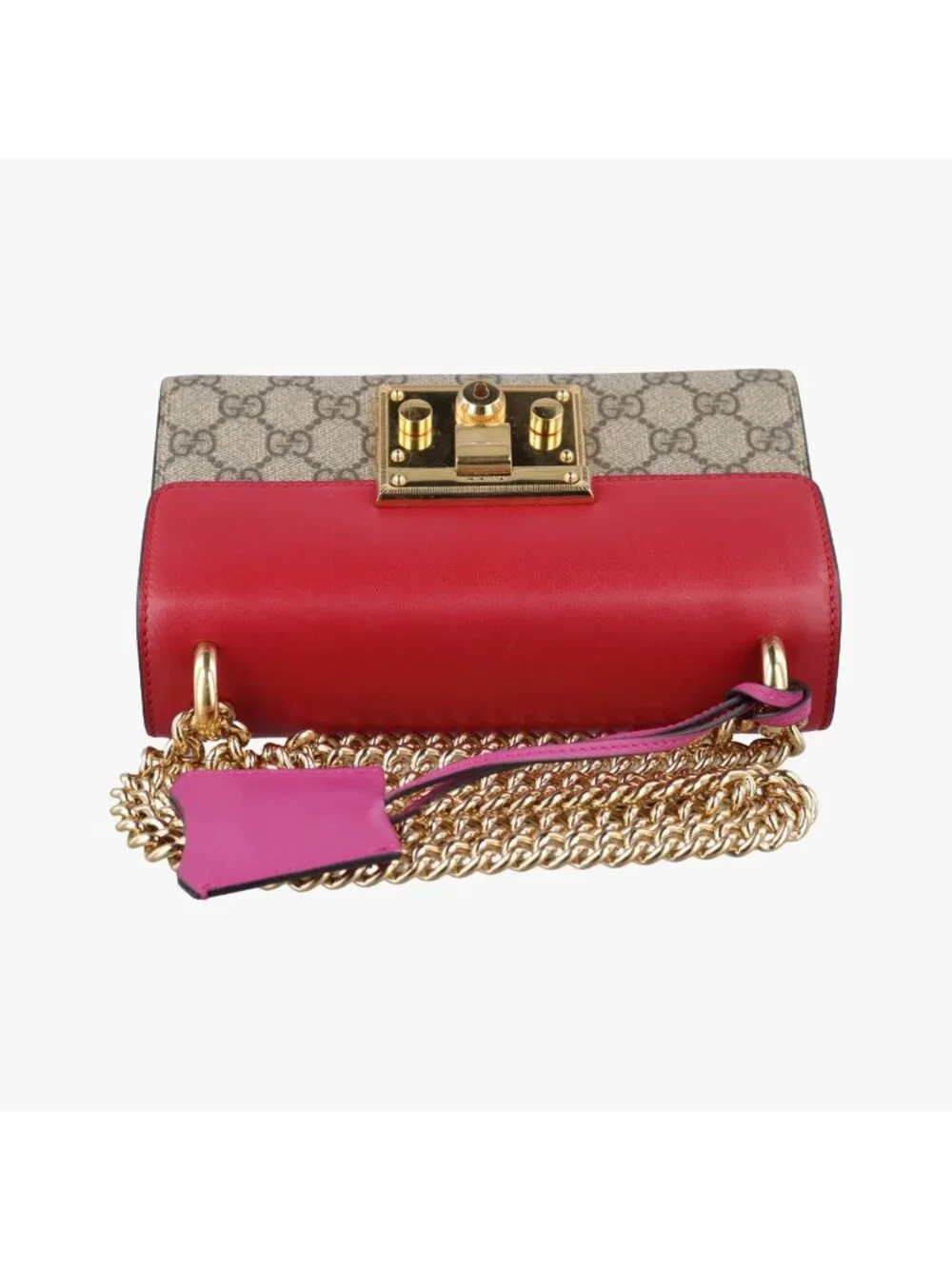 Gucci Padlock Beige Red Pink Leather Shoulder Bag